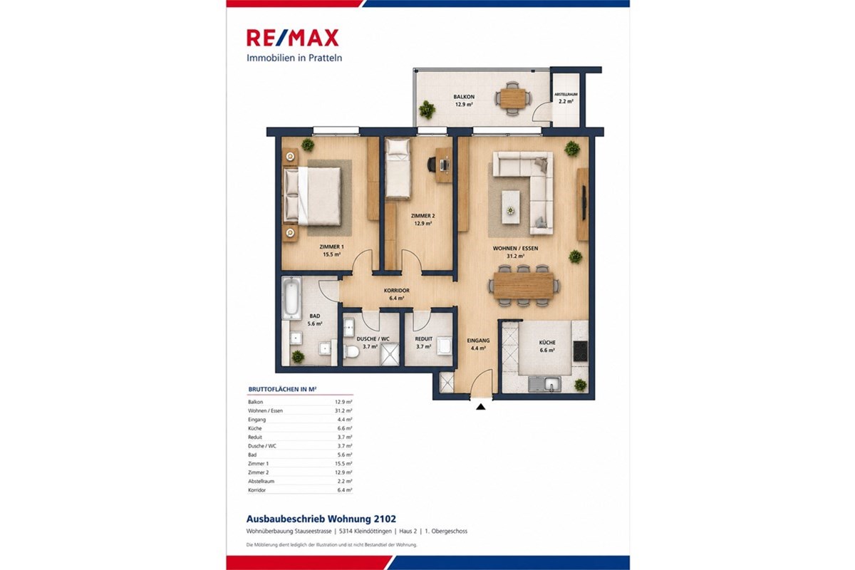 Wohnung - Kauf - Böttstein, Aargau - Grundrissplan Stauseestrasse 17 5314 Kleindöttingen.jpg - 111231001-10