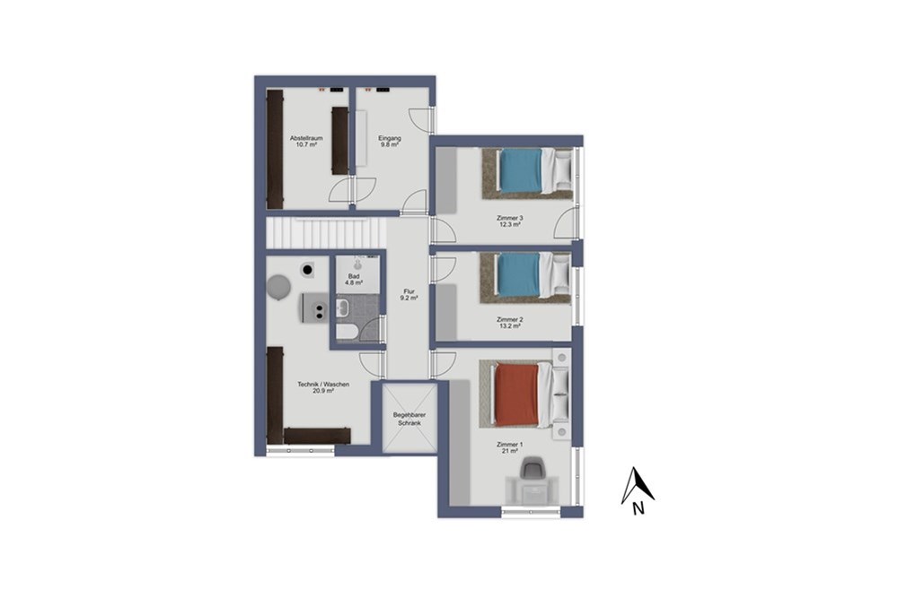 Terrassenhaus - Kauf - Beinwil am See, Aargau - KG_beschriftet.jpg - 110050029-179