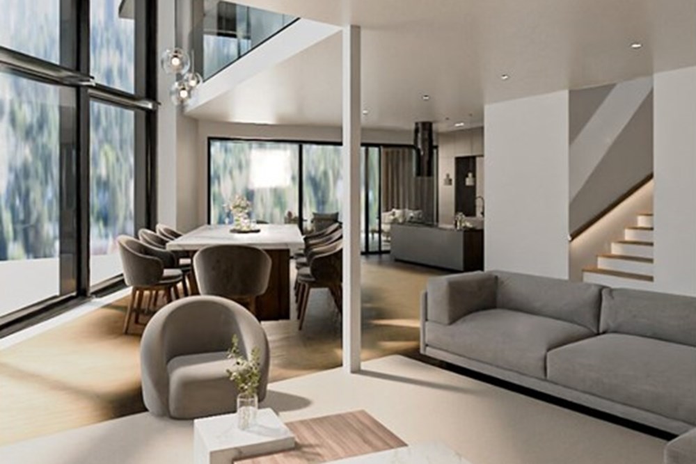 Einfamilienhaus - Kauf - Rovio, Tessin - Render salotto + cucina.jpg - 119001097-27