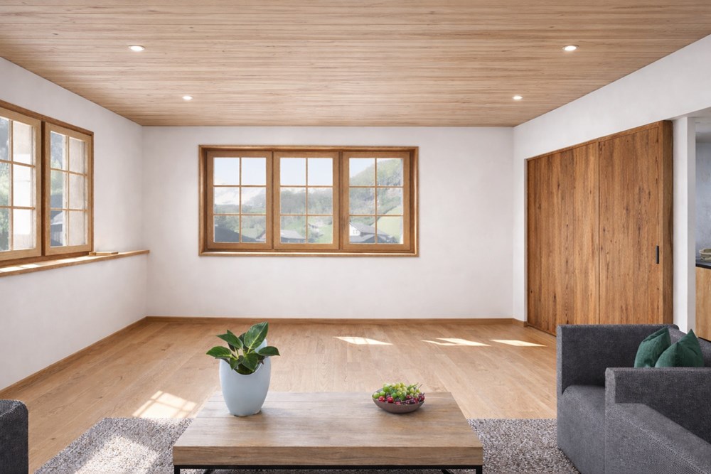 Wohnung - Kauf - Elm, Glarus - Helles Wohnzimmer mit Holzdetails.jpg - 118641001-917
