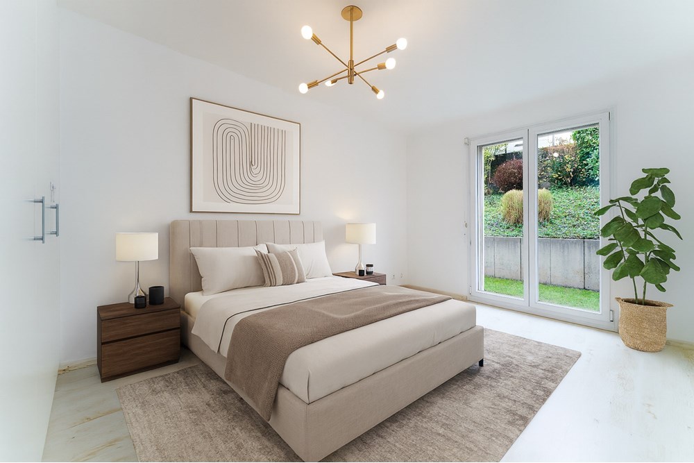 Résidentiel - Appartement avec jardin - Fechy, Waadt - CH - bedrom  meuble 2.jpg - 119791003-381