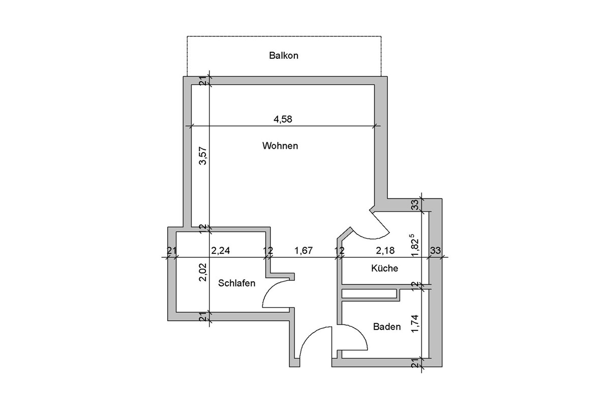 Wohnung - Kauf - Zermatt, Wallis - Grundriss Rocca Benedikt EG vermasst.jpg - 117400010-1