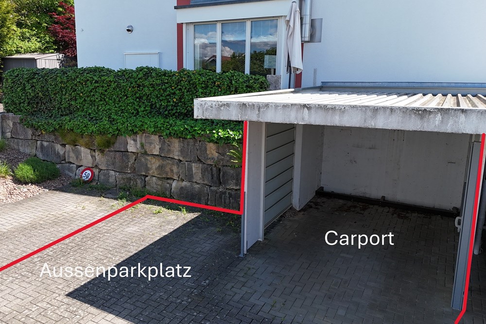 Doppelhaushälfte - Kauf - Zeiningen, Aargau - Parkplatz und Carport_markiert.JPG - 110031038-10