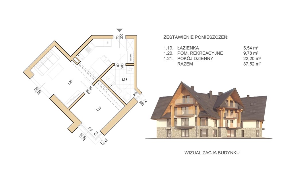 Apartament wakacyjny - Sprzedaż - Zakopane, Polska - l.uslugowy rzut lokalu.jpeg - 470151051-81
