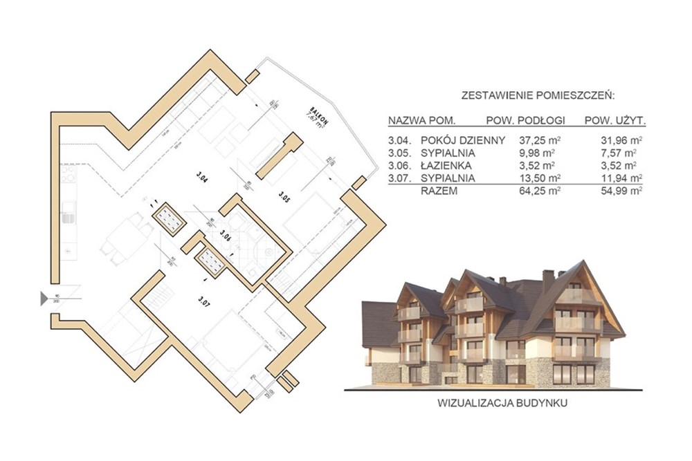 Mieszkanie - Sprzedaż - Zakopane, Polska - M.17 rzut mieszkania.jpeg - 470151051-77