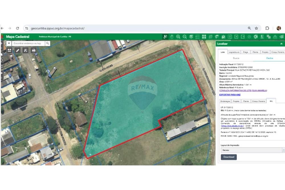 Terreno - Venda - Curitiba , Paraná - vista aerea terreno Sergio Nardi - terreno Xaxim-mapa cadasral.jpg - 560251041-61