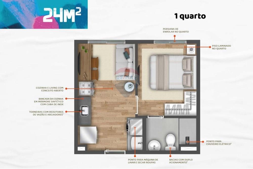 Apartamento à venda com 1 quarto, 24m² - Foto 2