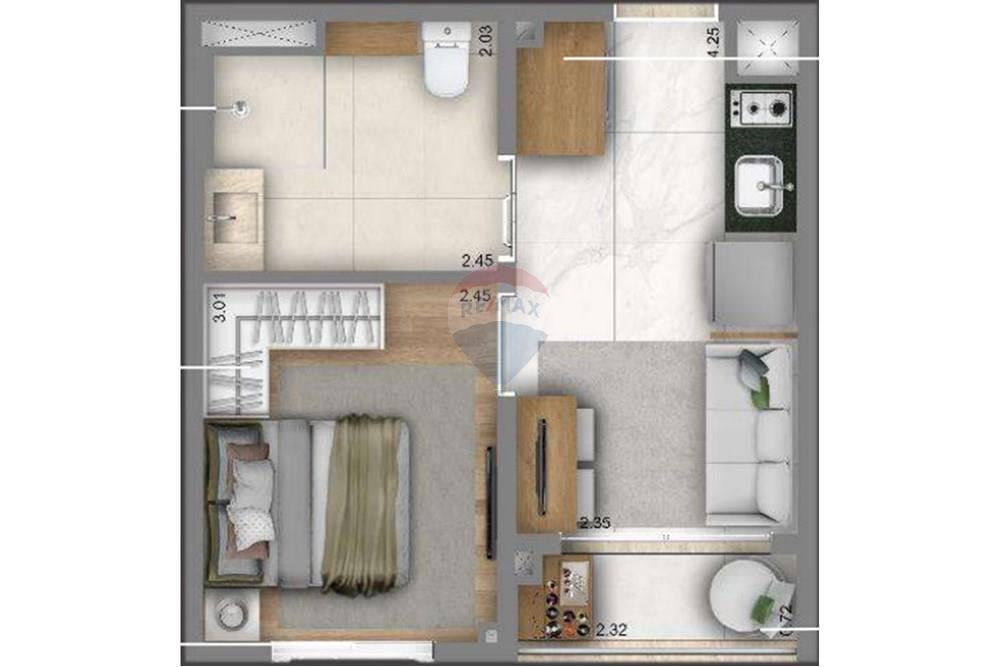 Apartamento à venda com 1 quarto, 27m² - Foto 3