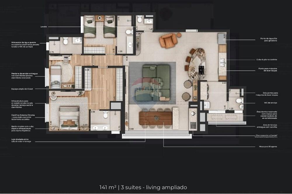 Apartamento - Venda - São Paulo , São Paulo - planta 141m² living ampliado.JPG - 601971007-161