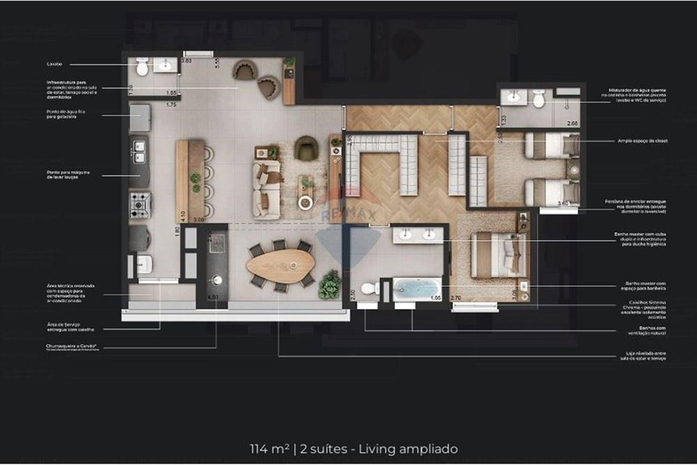 Apartamento - Venda - São Paulo , São Paulo - Planta 114m² living stendido.JPG - 601971007-161