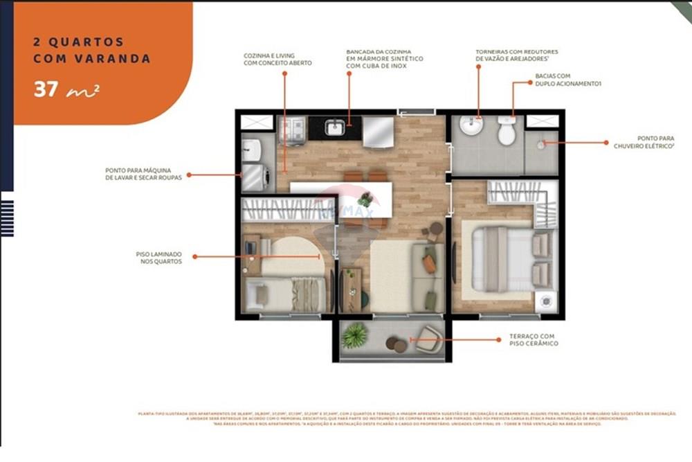 Apartamento - Venda - São Paulo , São Paulo - Planta 37m² 2 Dormitórios Vibra Veleiros.jpg - 601421023-1