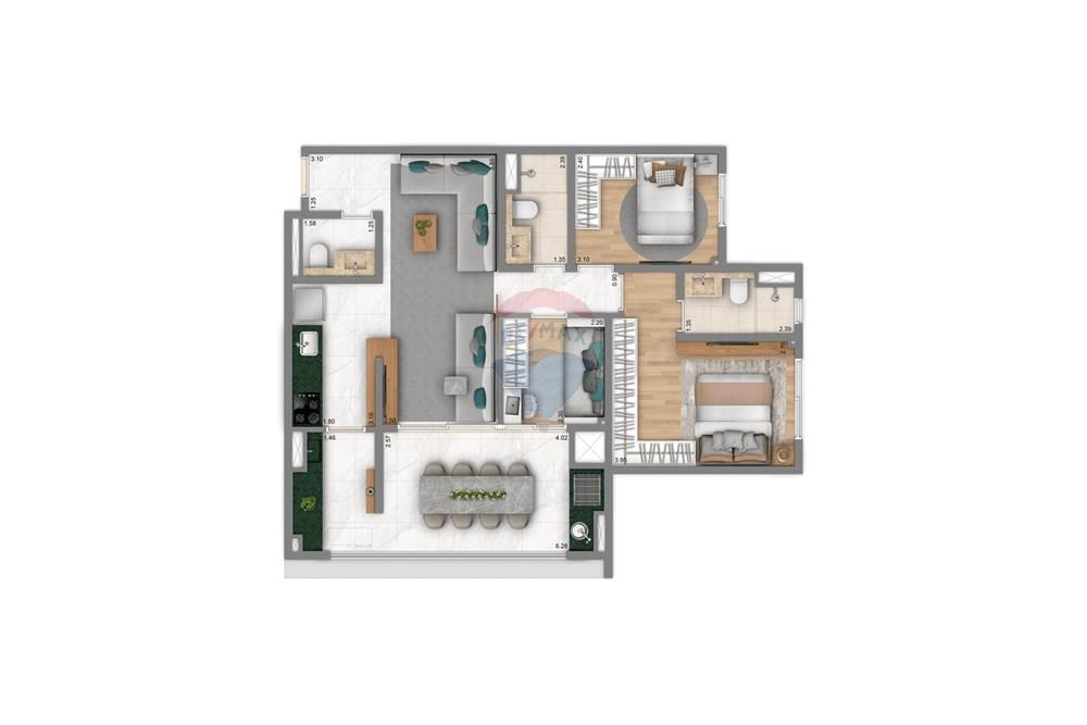 Apartamento - Venda - São Paulo , São Paulo - Planta 84m2 - 3 Dorms. 1 Suíte.jpeg - 602391001-3