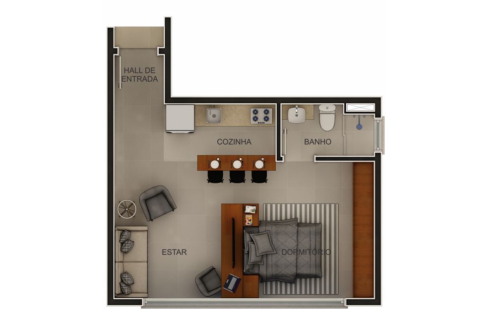 Apartamento à venda com 1 quarto, 25m² - Foto 3