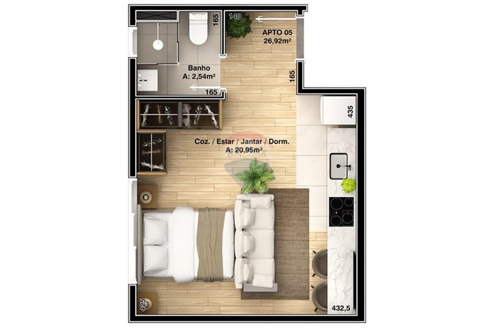 Studio - Venda - Bento Gonçalves , Rio Grande do Sul - Cena-21_Construtora-MGF_Stay_Planta-Baixa-pvto-tipo_Apto-05_Textos.jpg - 610331017-72