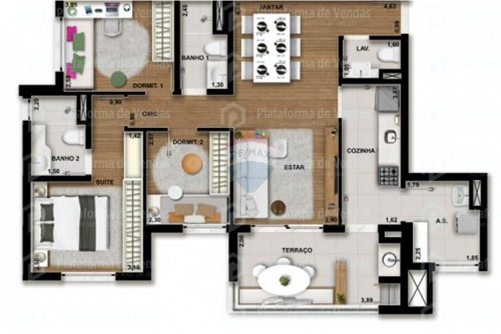 Apartamento - Alugar - Santo André , São Paulo - planta 88 m² 2 dorm. e 1 suite.jpg - 631341001-310