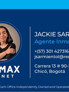 Agente Inmobiliario - Jacqueline Sarmiento Londono - RE/MAX Planet