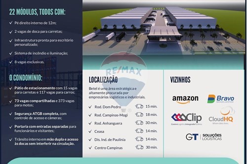 Alugar-Galpão-Av. Constant Pavan , 4010  - Construtora MAV  - Betel , Paulínia , São Paulo , 13140-000-690511001-3