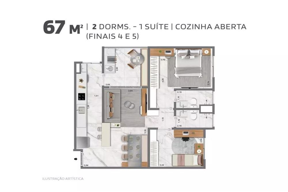 Apartamento à venda com 2 quartos, 67m² - Foto 6