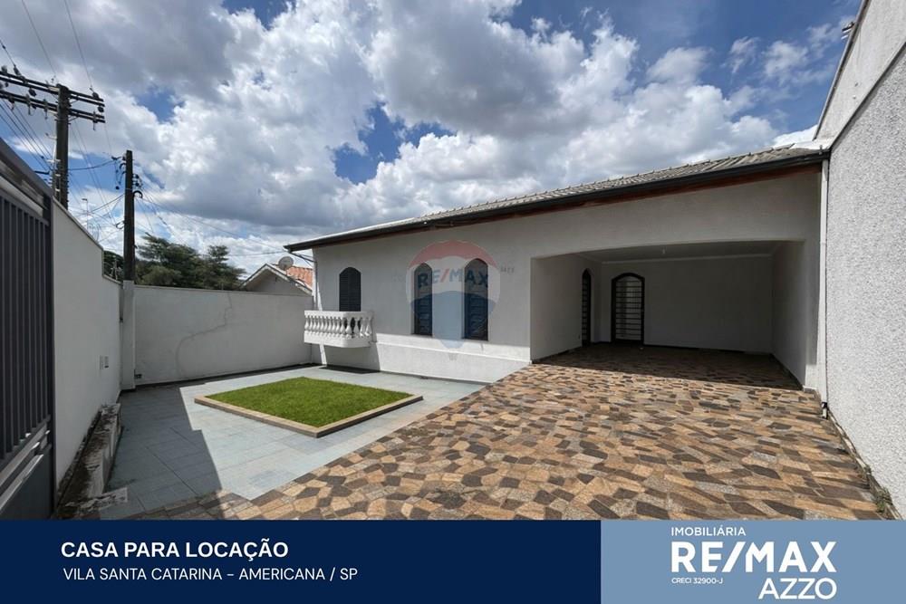 Casa - Alugar - Americana , São Paulo - Fachada da casa para locação na Rua Dom Bosco, Vila Santa Catarina, em Americana, com 2 quartos na casa principal e edícula com  - Fachada - 690231077-49