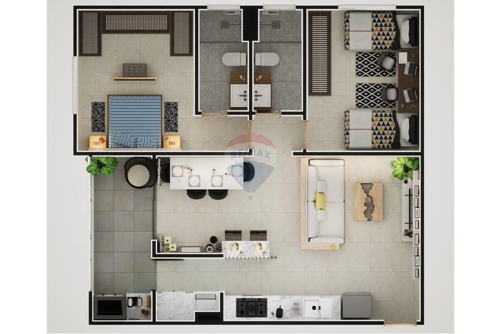 住宅 - 公寓/单元房 - Jaguariúna , 圣保罗 - BR - Planta 2 quartos.jpg - 690671004-232