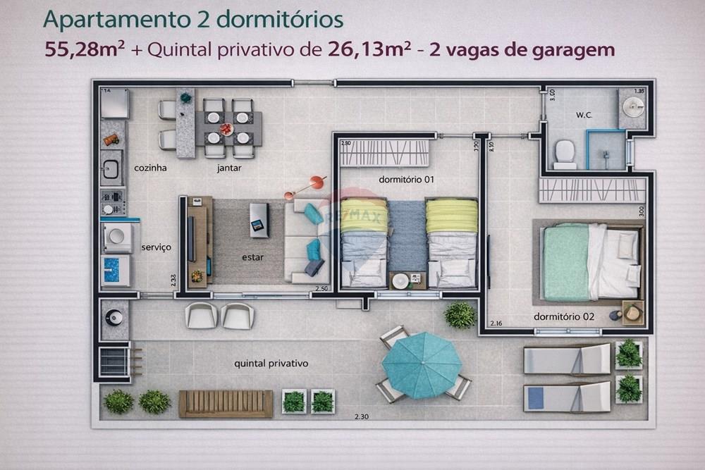 Apart Hotel/ Flat - Venda - Ribeirão Preto , São Paulo - Planta de apartamento com quintal privativo.jpg - 780271023-33