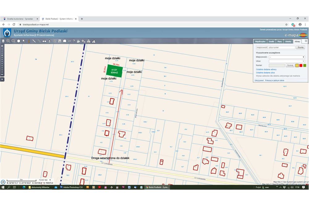 geo mapa nr dzialek Plot of Land for Building   For Sale   Bielsk Podlaski, Poland 