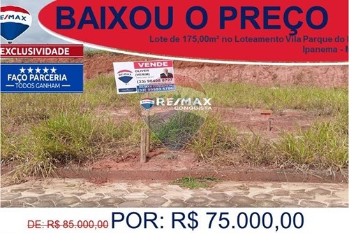 Venda-Terreno-Rua Projetada , S/n  - Loteamento Vila Parque do Ipê  - Centro , Ipanema , Minas Gerais , 36950000-870451001-130