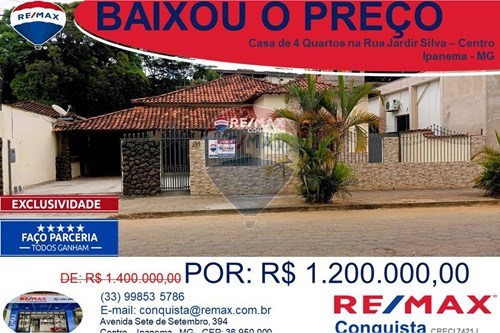 Venda-Casa-RUA JARDIR SILVA , 497  - CENTRO DA CIDADE  - Centro , Ipanema , Minas Gerais , 36950000-870451001-119