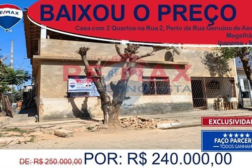 Venda-Casa-Rua Dois , 52  - Proxima Av. Anchieta  - Centro , Ipanema , Minas Gerais , 36950000-870451013-68