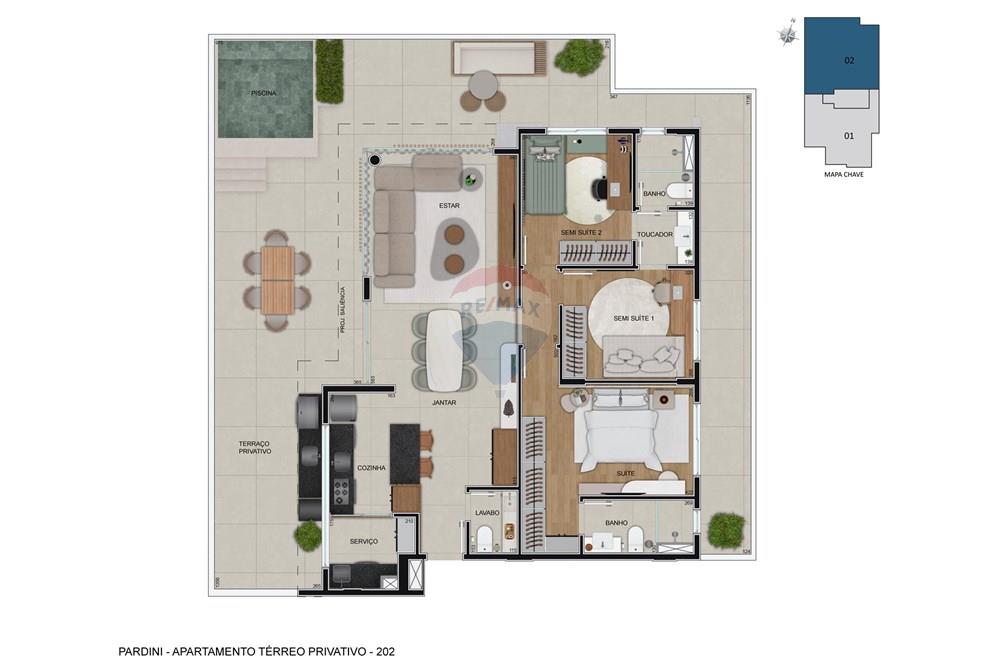 Apartamento - Venda - Belo Horizonte , Minas Gerais - Pardini Nassif - Planta Humanizada 2D - Apartamento Térreo Privativo 202.jpg - 870251007-88