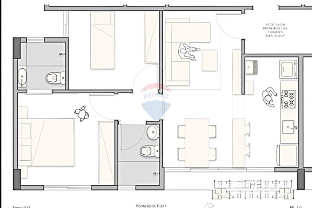 Apartamento - Venda - Belo Horizonte , Minas Gerais - planta apt 2 quartos tipo 1.jpg - 870251002-588