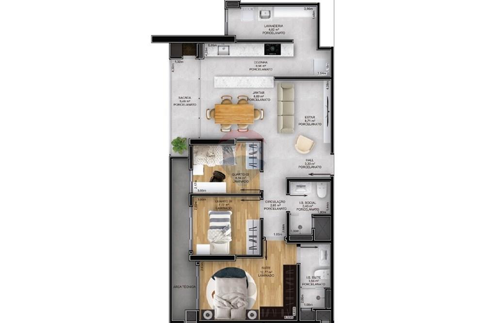 Apartamento - Venda - Cascavel , Paraná - Planta Cannes (meio).jpg - 960151004-57